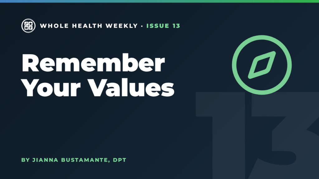 Whole Health Weekly issue 13 cover: Remember Your Values