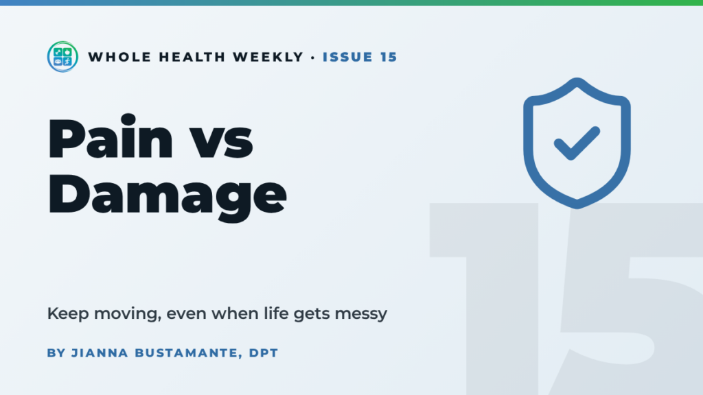 Whole Health Weekly issue 15 cover: Pain vs Damage