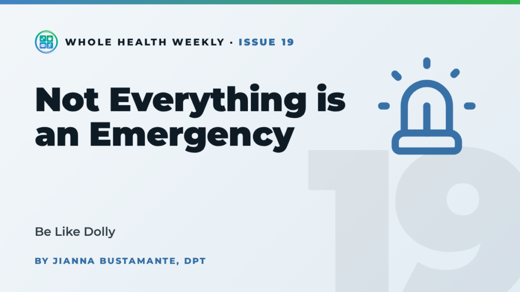 Whole Health Weekly issue 19 cover: Not Everything is an Emergency